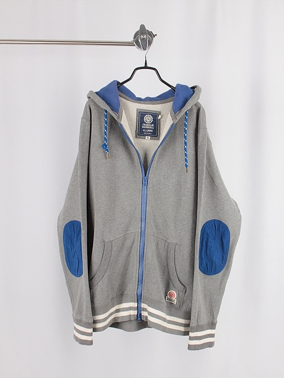FRANKLIN MARSHALL elbow patch hoodie zip-up - ITALY MADE