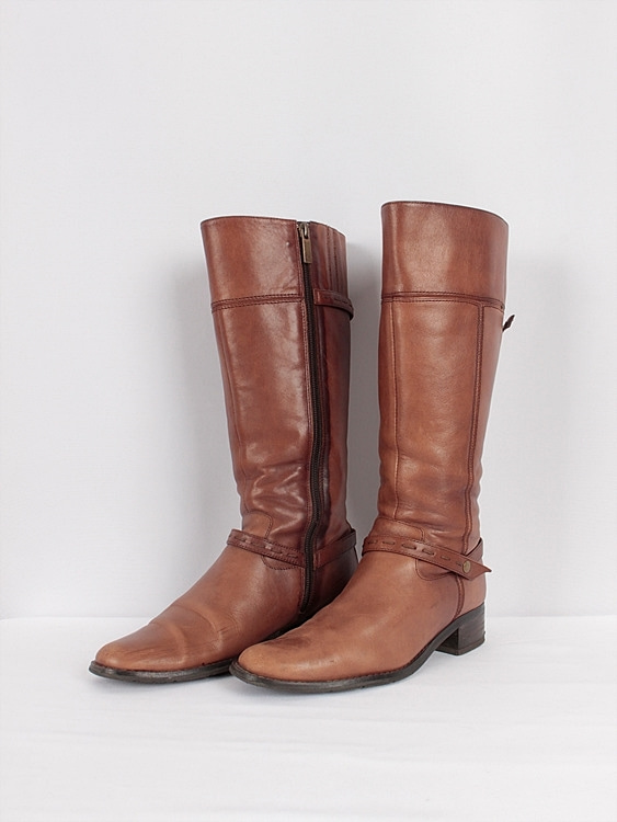 brown real leather boots (235mm)