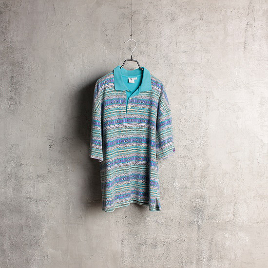 90&#039;s COLUMBIA indian pattern pique shirts